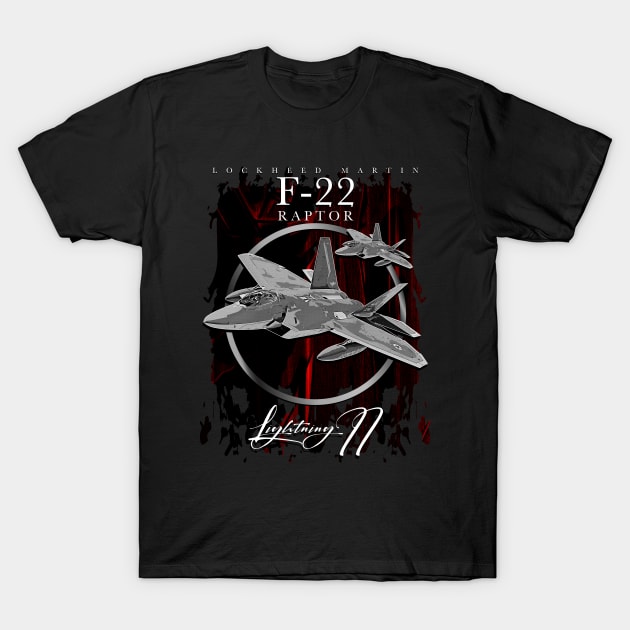 Lockheed Martin F-22 RAPTOR US AIR FORCE Fighterjet T-Shirt by aeroloversclothing